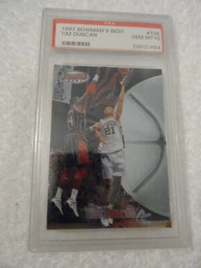 1997 Bowman's Best #106 Tim Duncan Spurs Rookie RC PSA 10 GEM MT - Picture 1 of 2