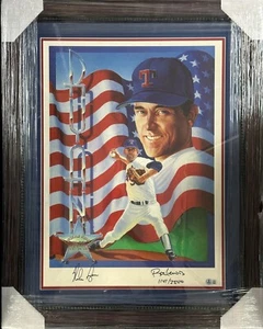 Nolan Ryan & Ron Lewis Autographed Career Stats Print 1141/2500 BAS HOF Rangers - Picture 1 of 4