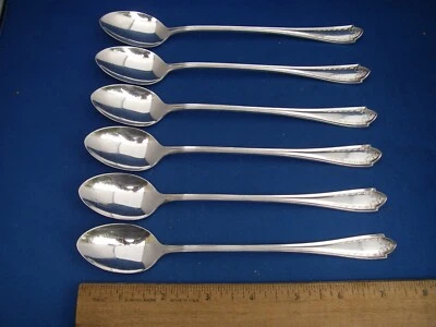 Set of 6 Williams Bros LEONA / SHIRLEY (1910) ICED TEA SPOONS-No Mono-NICE! - Image 1 of 4