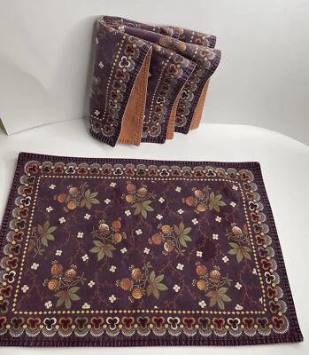 4 manteles individuales Williams-Sonoma 100 % algodón florales botánicos, hermoso patrón raro Foto 1 de 4