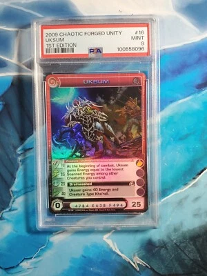 PSA 9 Uksum 3 MAX CWE. Forged Unity Super Rare Chaotic TCG Card Mint. - Image 1 of 4