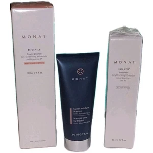 MONAT 3 pcs Bundle Be Gentle Cleanser * Sun Veil * Moisture Mask NEW Grt Gifts - Picture 1 of 7