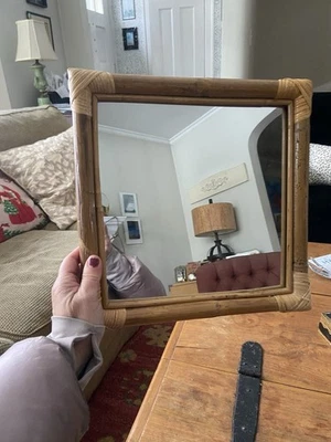 Vintage Bamboo & Rattan 12 In X 12 In Wall Mirror - Image 1 of 4