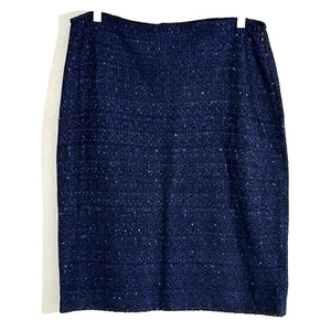 St. John Rock Größe 12 blau schwarz Tweed Wollmischung Karriere Old Money - Bild 1 von 7
