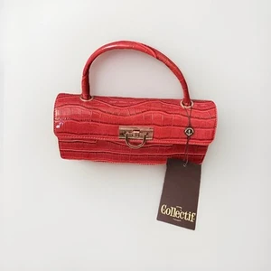 Red Rockabilly Caroline Croc Bag By Collectif BNWT (ACAW2117B) - Picture 1 of 4