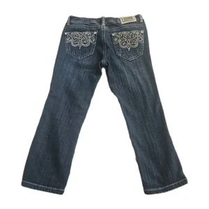 Grace in LA Jeans Easy Fit Capri Distressed Size 5 Juniors Bling Pockets - Picture 1 of 11