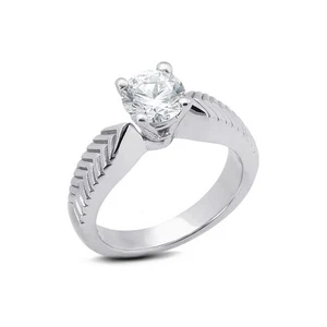 1 1/2ct D SI2 Round Natural Diamond 950 Plat. Vintage Solitaire Engagement Ring - Picture 1 of 6