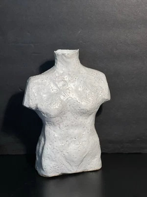 MCM TEXTURED FEMALE TORSO SCULPTURE/VASE 7”/ART STUDIO POTTERY/STONEWARE/STAMPED - Image 1 of 4