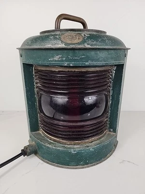 Vintage Large Perko Marine Navigation Lamp Green with Red Glass - Image 1 of 4