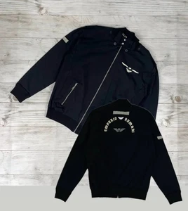 NUEVA Chaqueta de Pista Emporio Armani De Colección Y2K 00s Logo Grande Hombres Talla XL Negra - Imagen 1 de 12