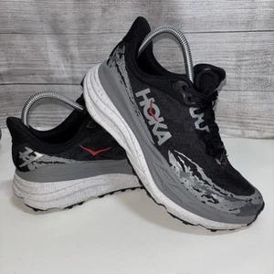 Hoka Men’s 8 D one one Stinson 7 Shoes Trail Running Sneaker Black Gray EUC!! - Picture 1 of 16