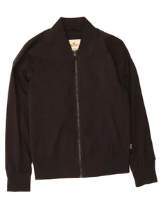 HOLLISTER Womens California Oversized Graphic Bomber Jacket UK 6 XS Black YB04 - Picture 1 of 3