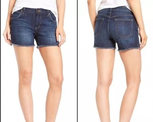 Kut from the Kloth Damengröße 0 Gidget Fray blau Jeansshorts Denim roher Saum - Bild 1 von 14