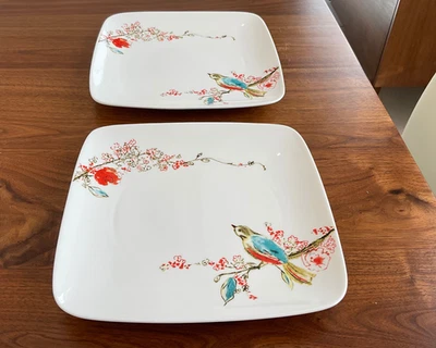 Lenox Simply Fine Chirp Square Salad Plate Bone China 8 5/8 Inch Set of 2 - Image 1 of 4