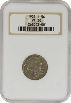 1925-S Buffalo Nickel VF30 NGC - Image 1 of 2