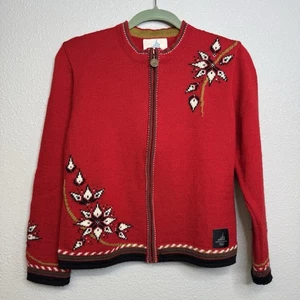 Dale Of Norway Torino 2006 Olympic Games Wool Full Zip Sweater Womens Small Red - Picture 1 of 8