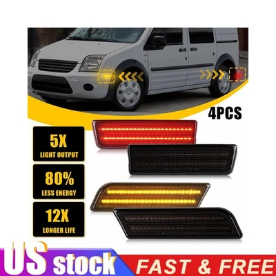 4x For 2010-2013 Ford Transit Connect Front Amber Rear Red LED Side Marker Light - Image 1 of 4