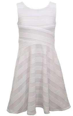 NEW Bonnie Jean Girls Size 12 "WHITE KNIT SKATER" Textured Stripe Dress NWT - Image 1 of 3