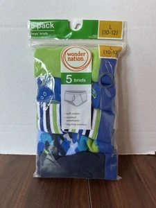 Wonder Nation 5 Pack Boys Soft Cotton Tag Free Briefs Size L (10-12) - New  (62) - Picture 1 of 3