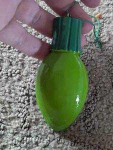 New Ceramic Christmas Tree Ornament Green Light Bulb - Picture 1 of 4