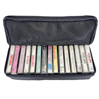 Case Logic 15 Cassette Tape Travel Storage Holder Soft Nylon Black Portable Full - Image 1 of 4