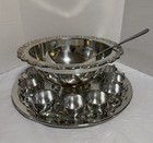 VTG Oneida Du Maurier Silver Plated Punch Nog Bowl Set w Ladle & Tray 15 pc. Set