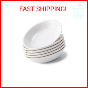 6 Pack Dip Bowls, 3 OZ Ceramic Soy Sauce Dish, White Dipping Sauce Bowls Small D - Picture 1 of 1