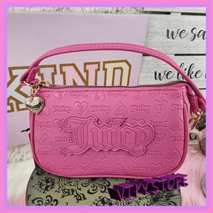 NWT Juicy Couture Pink Faux Leather Mini Purse Logo Lining - Picture 1 of 7
