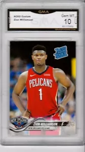 ZION WILLIAMSON 2019 NEW ORLEANS PELICANS RC GMA GRADED GEM-MT 10 PERFECT - Bild 1 von 2