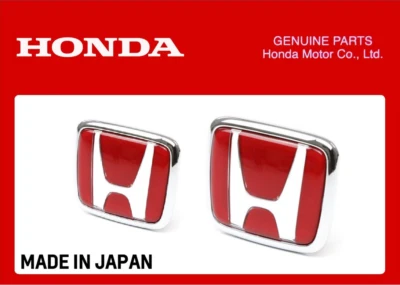 GENUINE HONDA FRONT AND REAR RED H EMBLEM BADGE X2 CIVIC TYPE R FK8 2017+ - Image 1 of 4