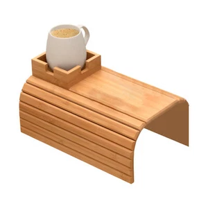 Couch Arm Tray Wooden Sofa Cup Arm Holder Clip On Side Table Anti-Slip - Picture 1 of 12