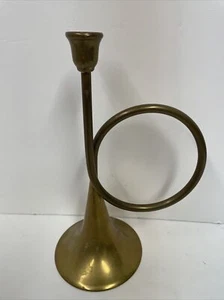 Vintage1960s BRASS CHRISTMAS HORN OR Candle 🕯 11”LONG -WIDE 4 3/4" - Picture 1 of 9