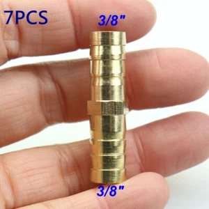7Pcs 3/8" 10mm Brass Hose Barb Mender Union Brass Fitting Gas Fuel Water Air - Picture 1 of 8