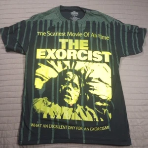 the exorcist shirt Mens Medium Short Sleeve Used Black Horror Movie Tee - Picture 1 of 18