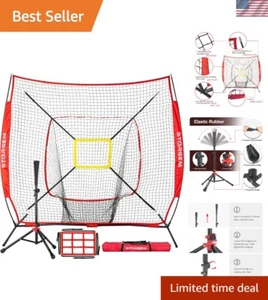 Versatile 7x7ft Batting and Pitching Net - Portable Training Tool for All Levels - Picture 1 of 10