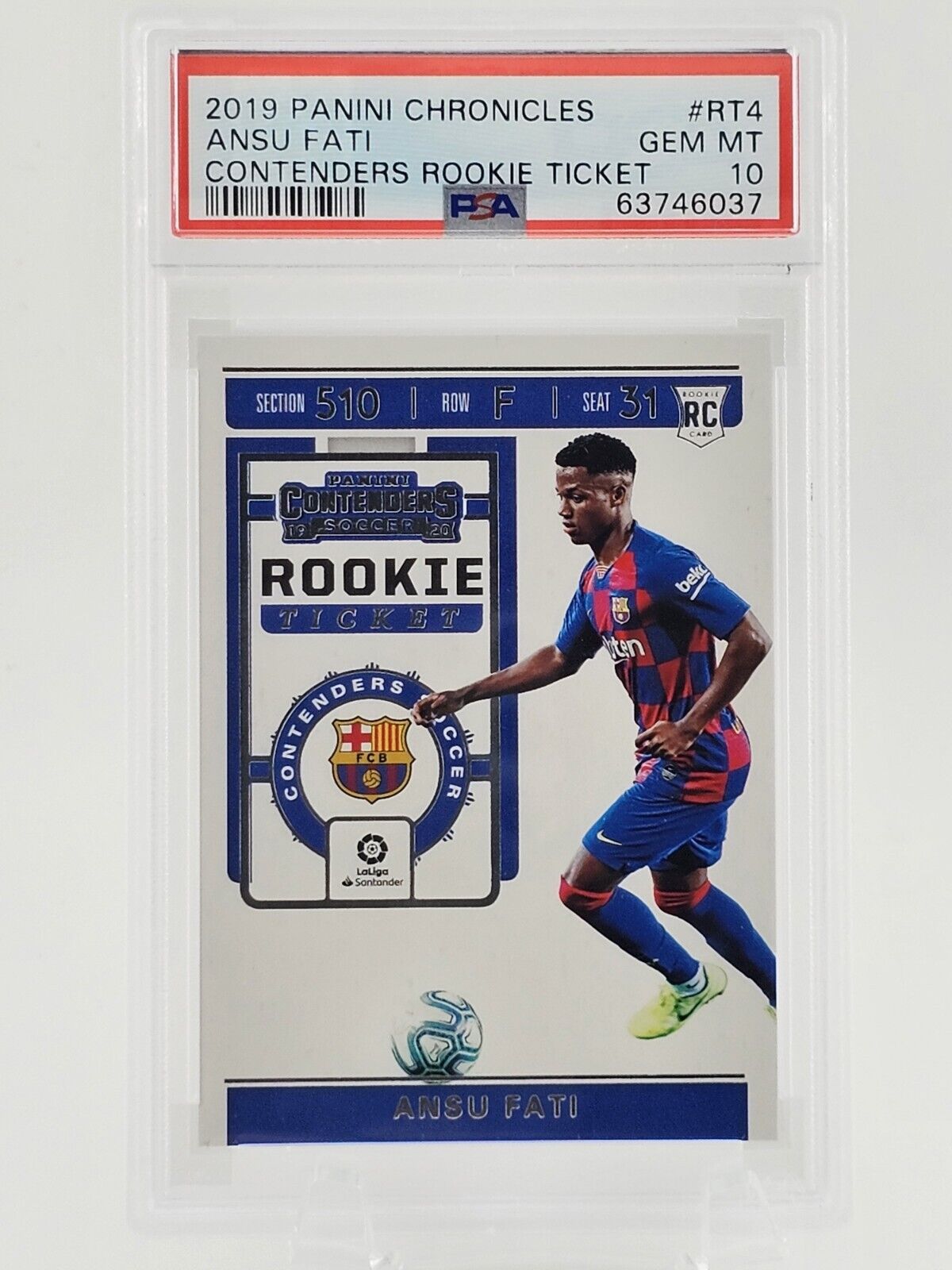 2019-20 Chronicles Contenders Ansu Fati RC Rookie Ticket #RT-4 PSA 10 Barcelona