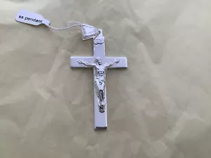SOLID STERLING SILVER JESUS CROSS 3 1-2 x 1 3/4” LARGE - Picture 1 of 2