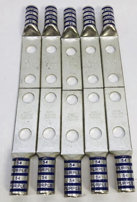 LOT 10 THOMAS & BETTS 54866BE - ½" HOLE 1-¾' SPACE 4/0AWG COMPRESSION LUG PURPLE - Image 1 of 4