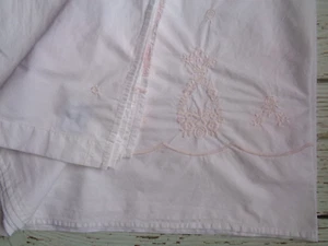 SIMPLY SHABBY CHIC White w Pink Embroidered Roses Scalloping Shower Curtain - Picture 1 of 8