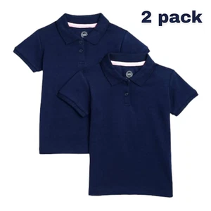 Wonder Nation Girls School Uniform Short Sleeve Interlock Polo Shirt, XS 4-5 - Picture 1 of 3
