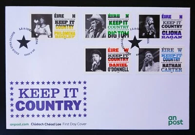 IRELAND 2023 IRISH COUNTRY MUSIC NEW ISSUE SET OF 5 ARTISTS S/A ON OFFICIAL FDC. - Изображение 1 из 2