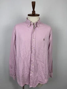 Polo Golf Ralph Lauren personalizzata rosa manica lunga camicia abbottonata taglia XL - Foto 1 di 24