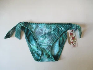 NUEVO CON ETIQUETAS Lucky Brand Verde Lunares Tie Dye Estampado Corbata Lateral Natación Bikini Parte Inferior XS - Imagen 1 de 6