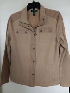 Lauren By Ralph Lauren Women's Khaki Tan Snap Button & Zip Up Jacket Size M - Picture 1 of 3