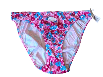 De Colección Y2K St Eve Intimates XL Panty Hong Kong Rosa Floral Bikini Corte Alto Sedoso Nuevo Foto 1 de 4