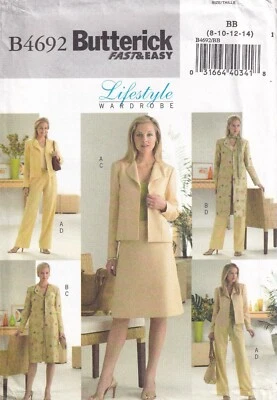 Butterick Sewing Pattern 4692 EASY Jacket Coat Trousers Capsule Skirt Size 8-14 - Image 1 of 4