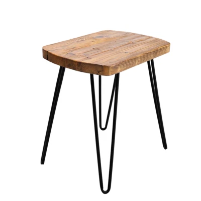 GREENAGE Oval Old Pine Wood End Table Rustic Surface Side Table 20.5"H Farmhouse - Image 1 of 4
