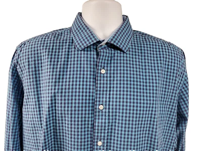 Bristol And Bull Mens Long Sleeve Button Up Shirt Checkered Blue Size Large - Image 1 of 4