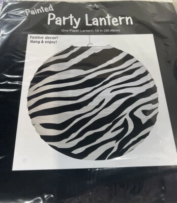 Animal Print Zebra Party Supplies Decorations-12" Painted Party Lantern - Image 1 of 2