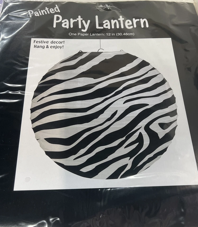 Animal Print Zebra Party Supplies Decorations-12" Painted Party Lantern - Image 1 of 2